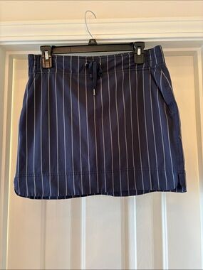 Athleta Navy Pinstripe Athletic Skort Size 8 Drawstring Golf Tennis Activewear